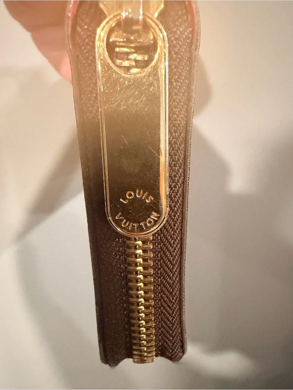 Louis Vuitton Red & Black Monogram Zip Around Wallet w/ Dusty